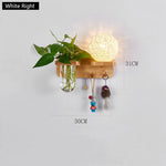 lampe murale scandinave bois naturel feuilles vertes plante boule lumineuse chaîne éclairage chambre salon