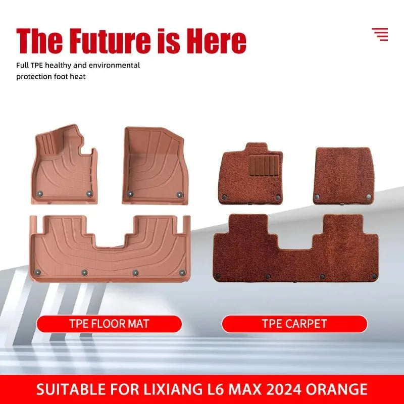 tapis sol orange rayures horizontales clips fixation contemporain imperméable tpe protection facile nettoyer voiture