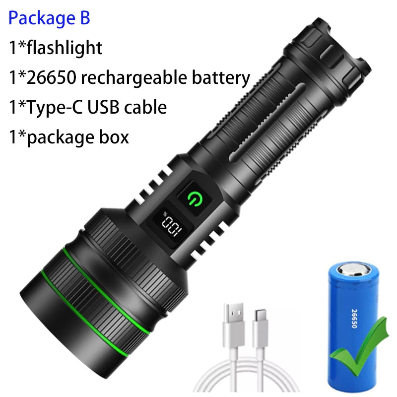 lampe poche rechargeable led intense zoom extérieure autodéfense banque alimentation usb