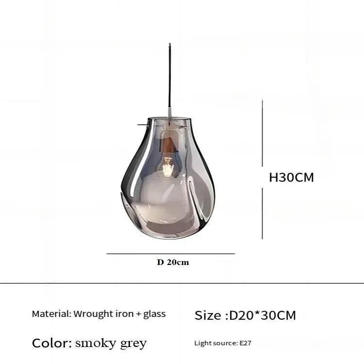Suspension lumineuse moderne verre transparent doré bleu ampoules filament minimaliste