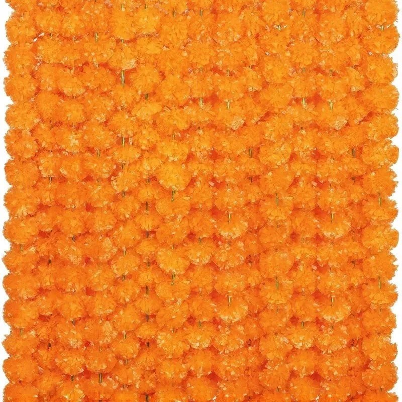 guirlande florale traditionnelle festive 150cm orange pompons intérieur mariage chandelles crâne verre