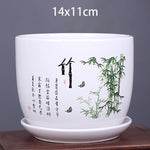 vase decoratif art traditionnel chinois cache pot fleurs oiseaux calligraphie chinoise blanc rouge vert