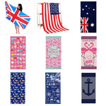 serviette plage microfibre rapide absorption multicolore motifs été noël drapeaux palmiers