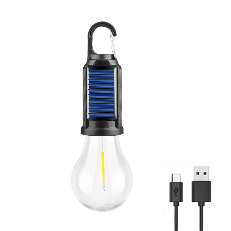 lampe camping solaire rechargeable usb suspendue tente noire bleue dorée