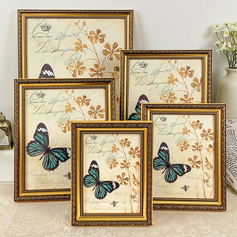 Cadre photo classique or papillons fleurs acrylique transparent 30x40cm 15x20cm 21x30cm
