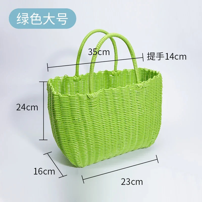 panier rangement sac main tressé rose opaque casual