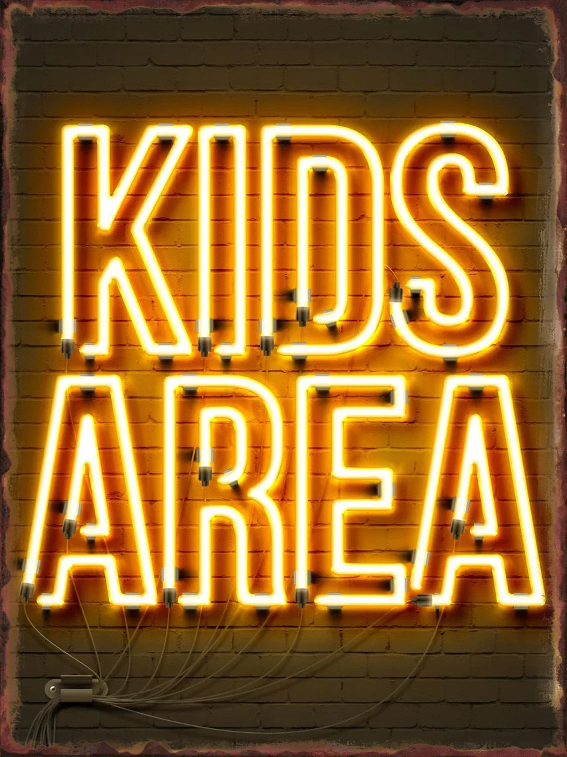 panneau lumineux néon silhouettes humaines kids area cocktail wifi opacité moderne câble alimentation