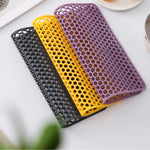 tapis protection anti chaleur silicone moderne noir jaune violet grille hexagonale