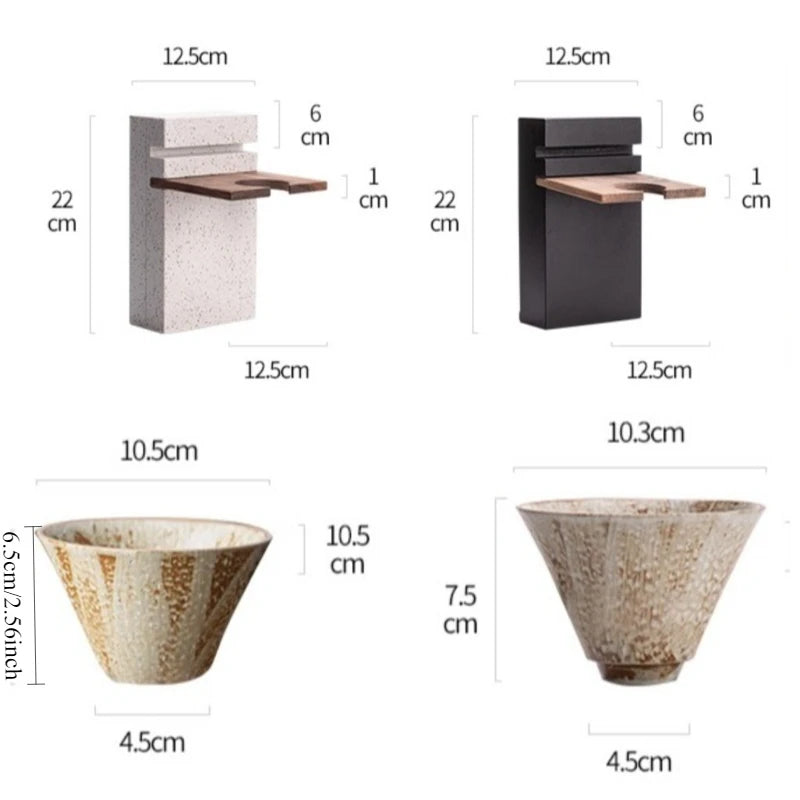 tasses porcelaine rustique marron beige gris texture grungy artisanal respectueux environnement