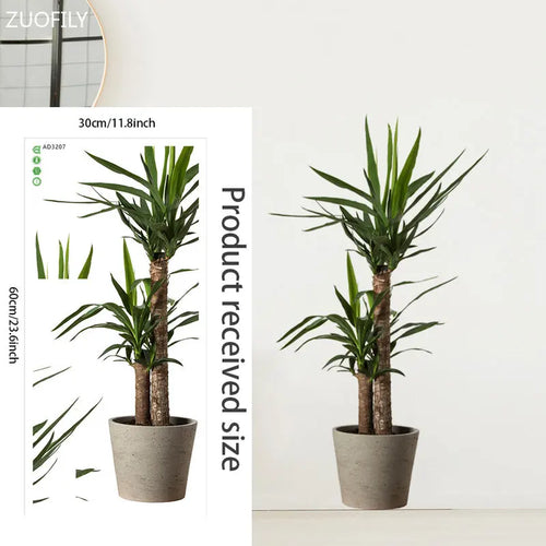 plantes artificielles feuilles vertes modernes stickers mur adhésif décoration intérieure verte