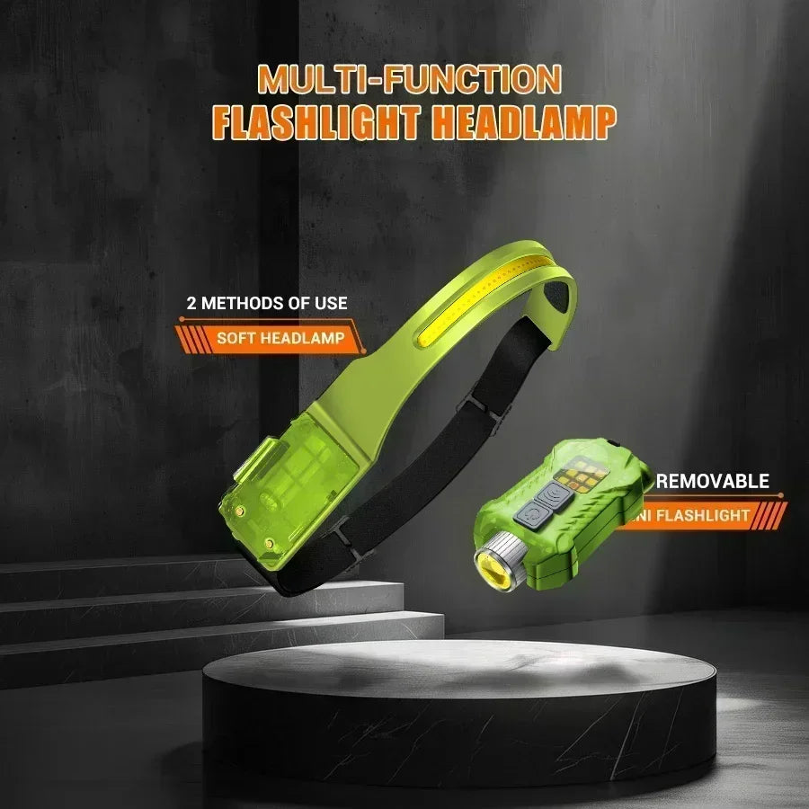 lampe frontale rechargeable led sensoriel camping pêche travail recherche lumière frontale multifonctionnelle