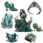 autocollants adhésifs naturels fantastiques feuilles papillon livre dragon blanc vert noirs artisanat scrapbooking