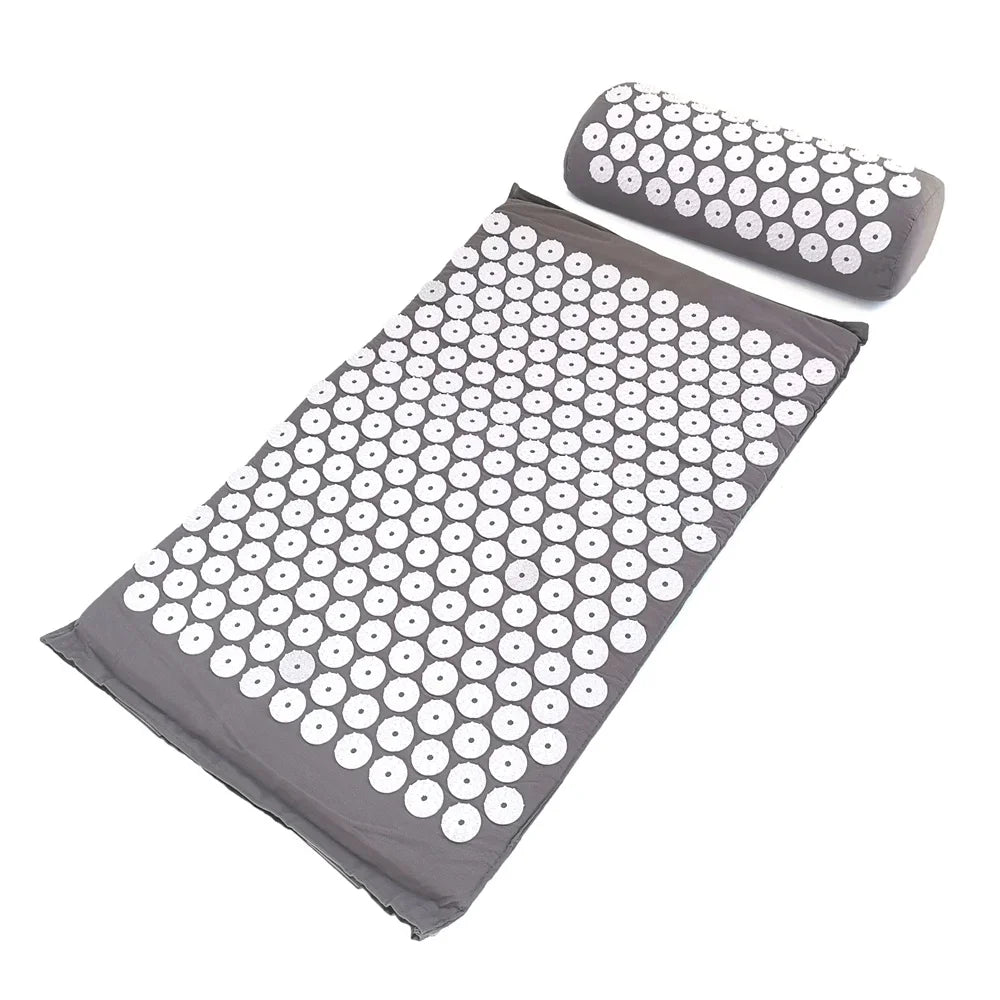 tapis massage acupuncturé violet bleu marine vert rondelles blanches moderne sac rangement