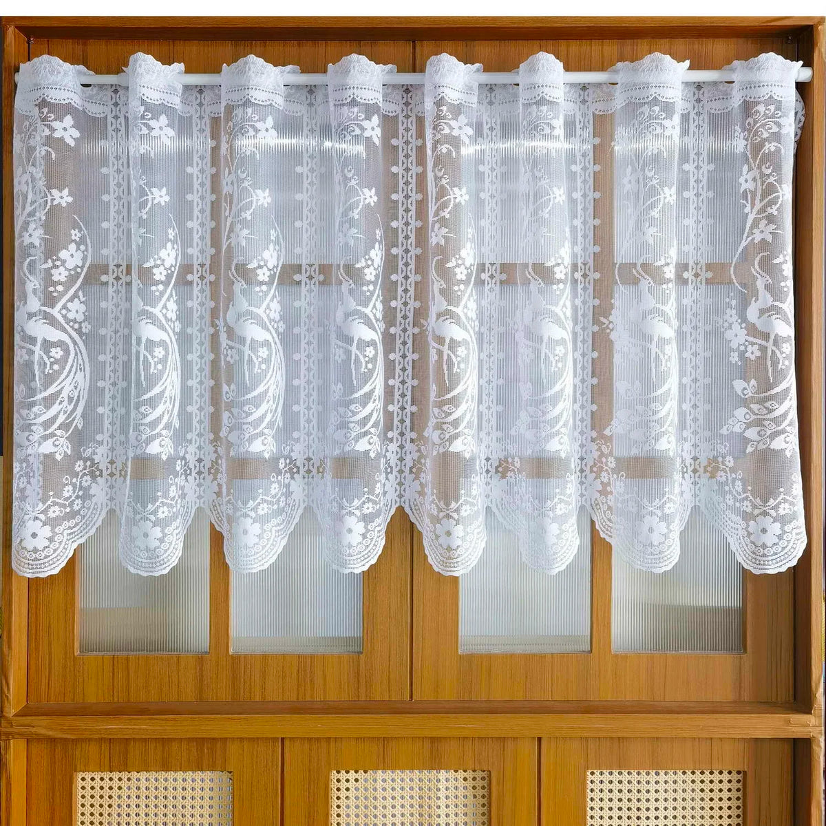 rideau transparent blanc noir floral tulle jacquard classique romantique cuisine