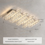 plafonnier led moderne cristal transparent argenté éclairage quotidien fixations triples dimension variable