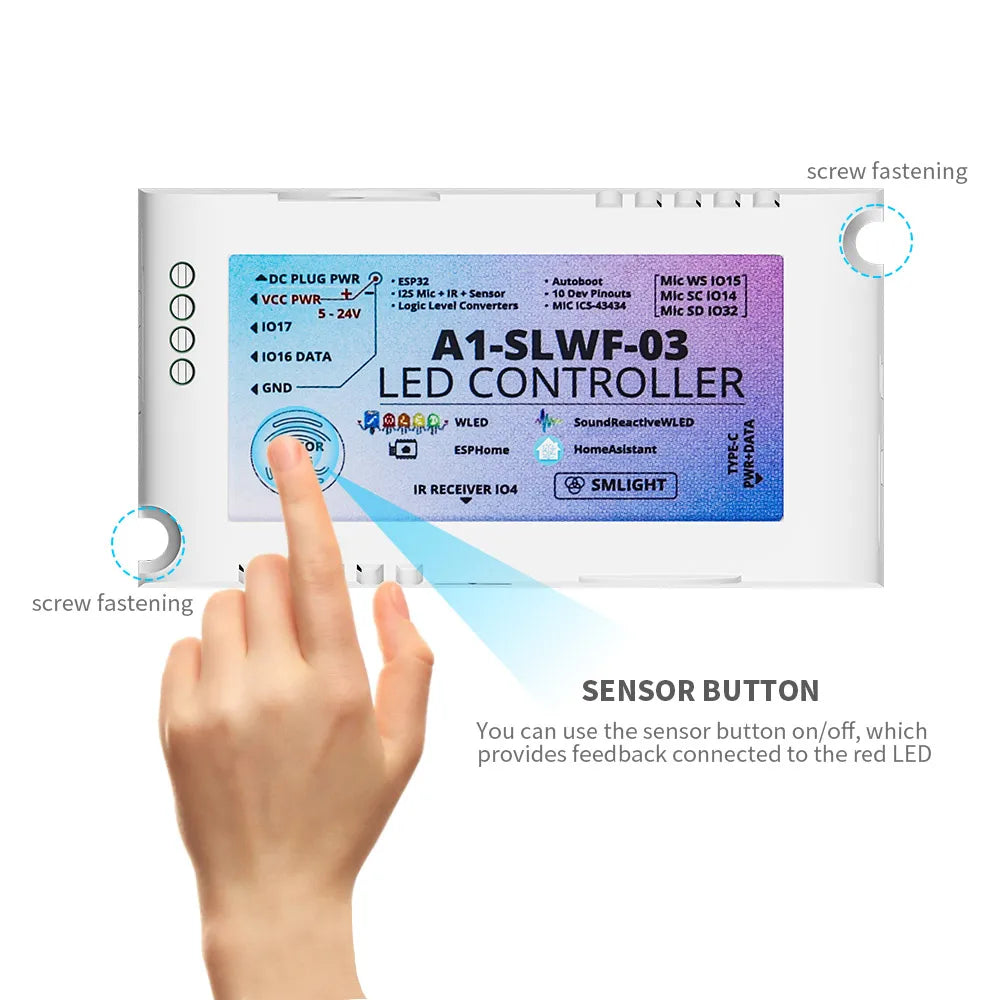contrôleur led wifi esp32 mic rgb ic pixels ws2812b ws2811 ws2813 ws2815 blanc moderne