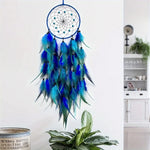 attrape rêves traditionnel plumes bleu vert orange violet décoration murale