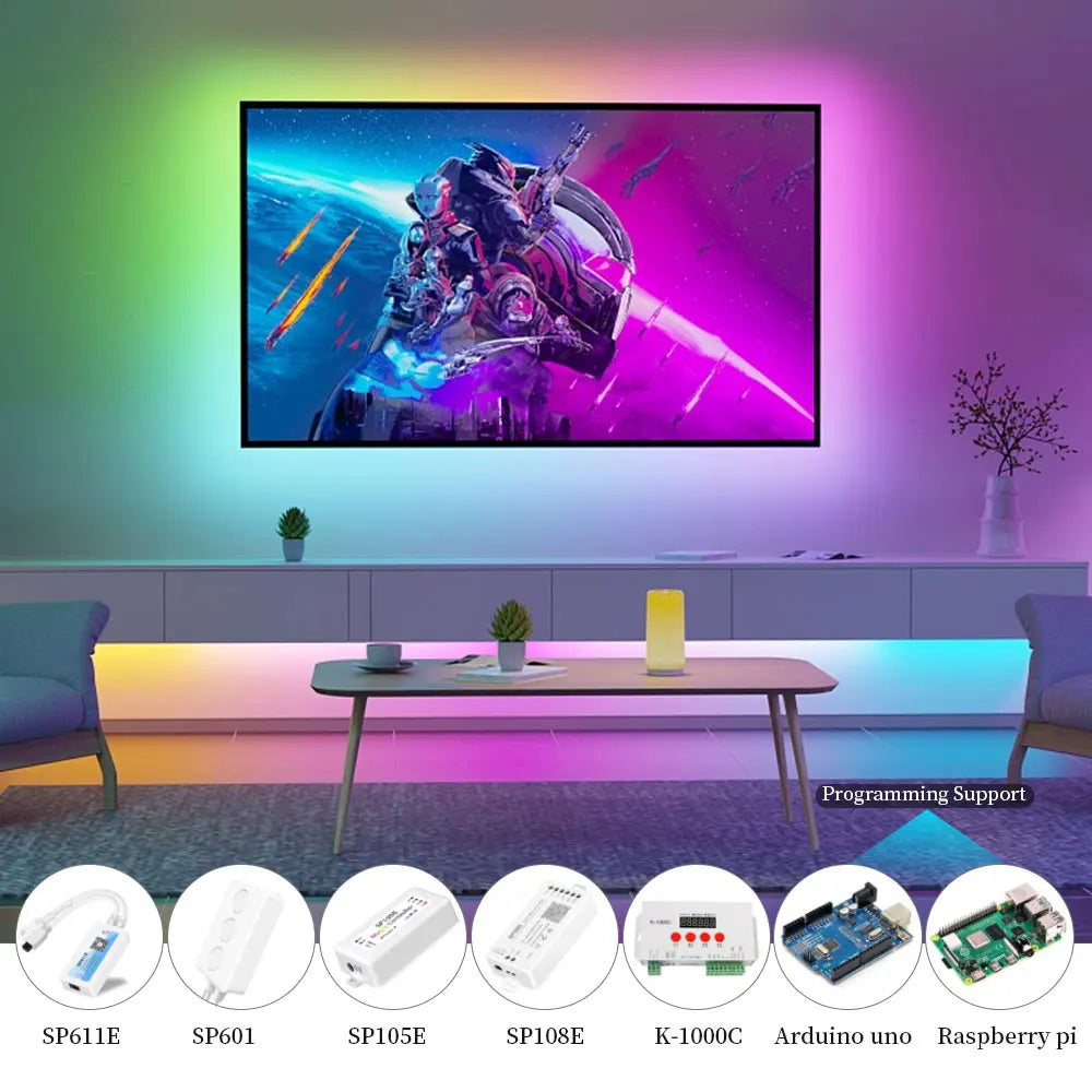 ruban led flexible smd ws2815 12v 60leds contrôleur lcd alimentation électrique