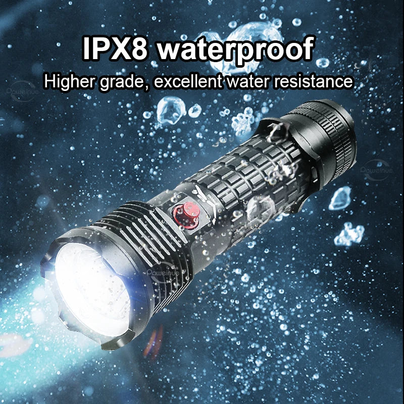 torche lampe poche plongée plombeuse 9900 lumens led noire texturée résistante rechargeable