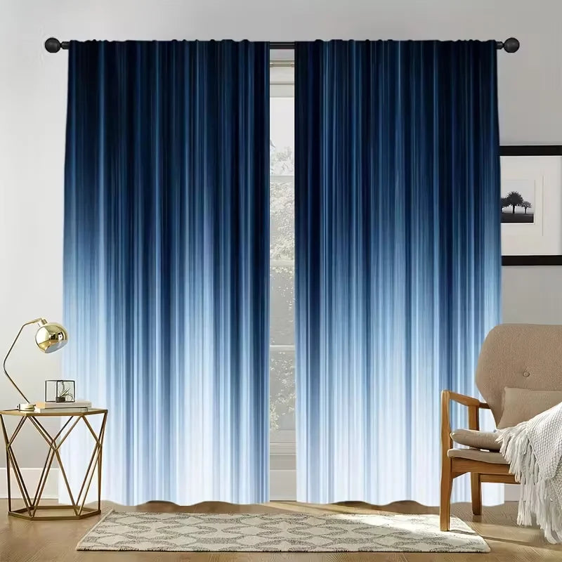 rideau moderne ombre chromatique bleu foncé clair 100 polyester opaques anneaux 60x150cm chambre salon