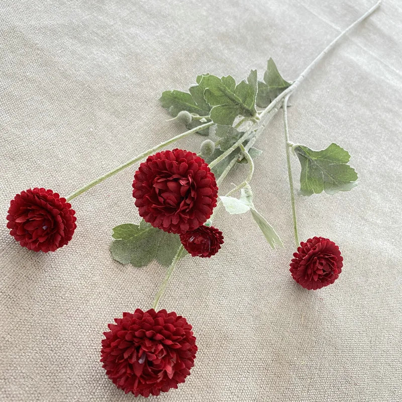 décoration intérieure bouquet artificiel fleurs chrysanthèmes feuilles vertes moderne or rose violet