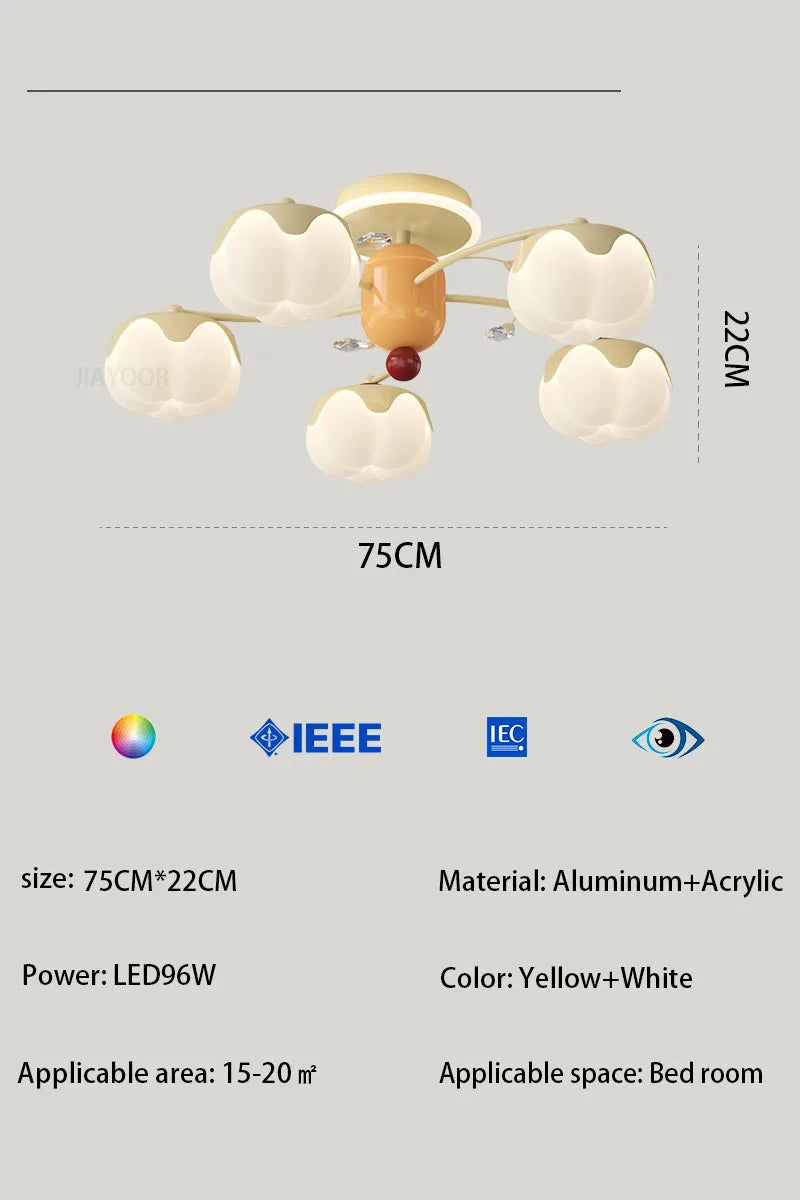 lampe moderne fleurs stylisées blanc doré rouge LED éclairage tricolore dimmable fixations invisibles