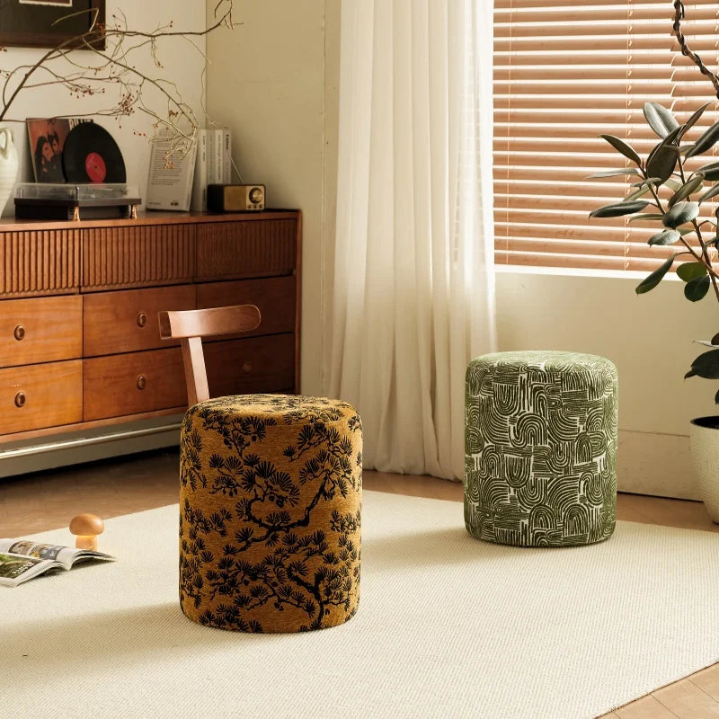 tabouret rotatif rembourré polyvalent bois massif vintage moderne coussin imprimé floral