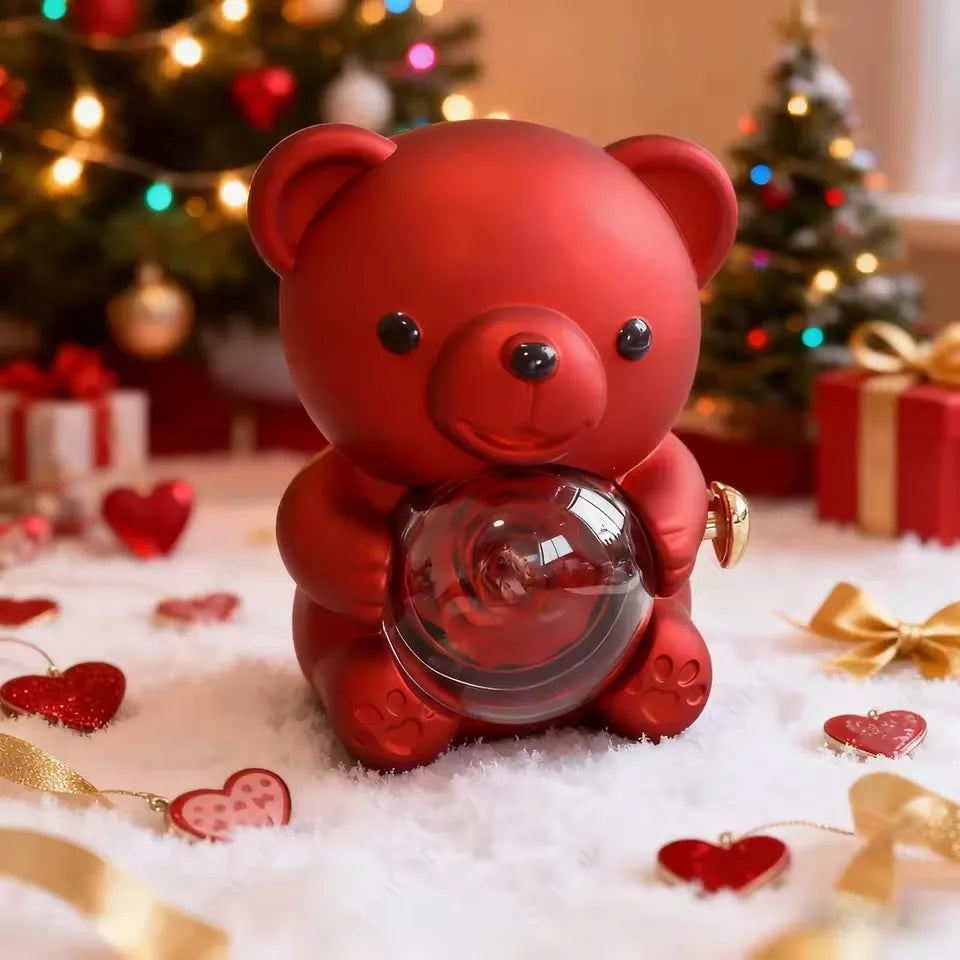 boîte bijoux ours rouge moderne rose cœur doré occasion anniversaire noël valentin mariage
