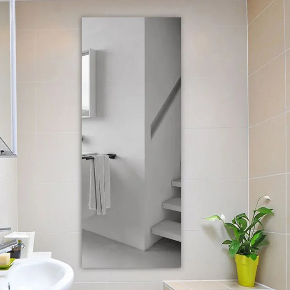 miroir mural adhésif blanc moderne 40x122cm amovible décoration intérieure salon bain