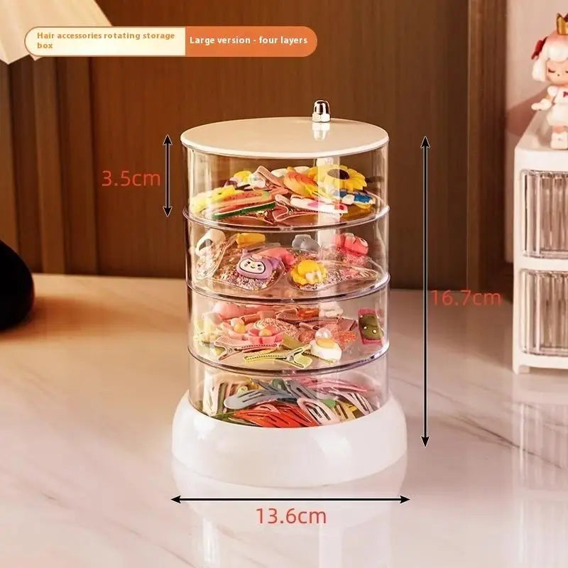 présentoir rotatif multi niveaux transparent accessoires cheveux rangement moderne anneau élastique barrette pinces