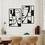 art mural abstrait contemporain noir blanc géométrique facile chambre couchette decoration métal