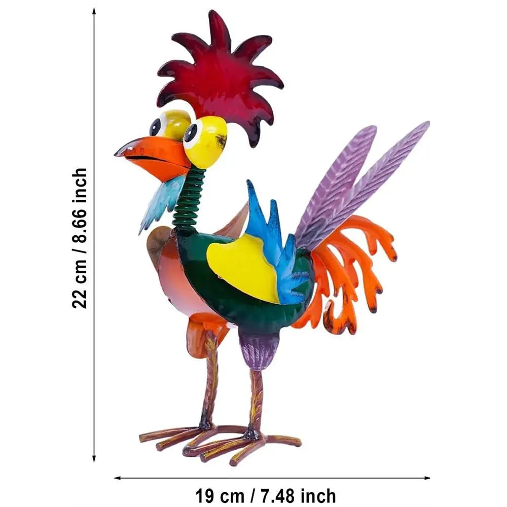 statuettes coq couleur rouge jaune vert orange bleu violet plumes décoratives champêtre rustic