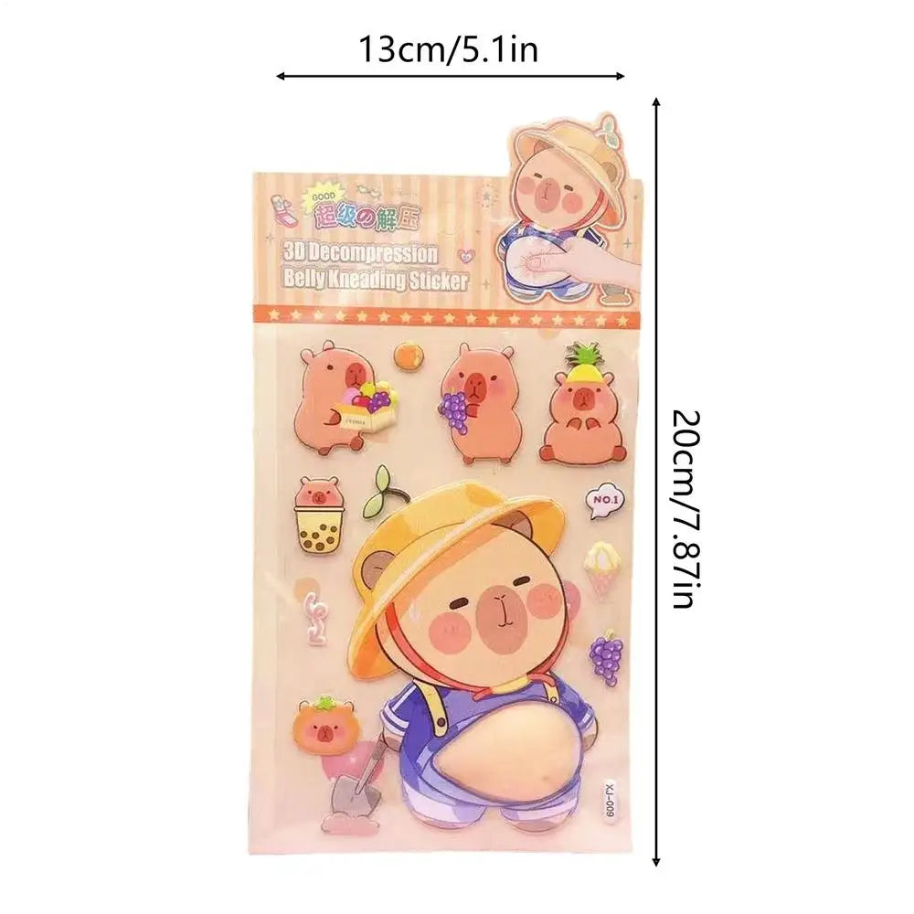 stickers 3d animés personnages mignons ours panda lapin gâteaux fruits rose beige bleu orange