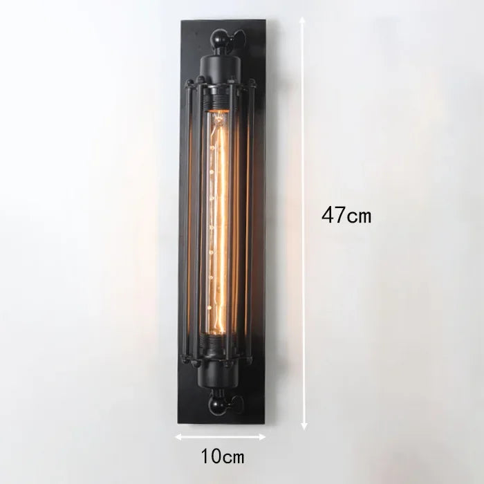 lampe murale industrielle vintage led verre translucide métal noir doré