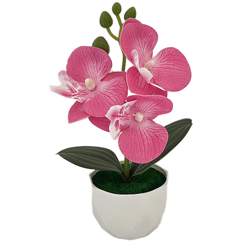 décoration intérieure orchidée artificielle bleue rose jaune blanche moderne fleurs douces feuilles vertes pot