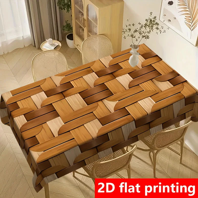 nappe marron rayures moderne cuisine table salon fêtes polyester réutilisable