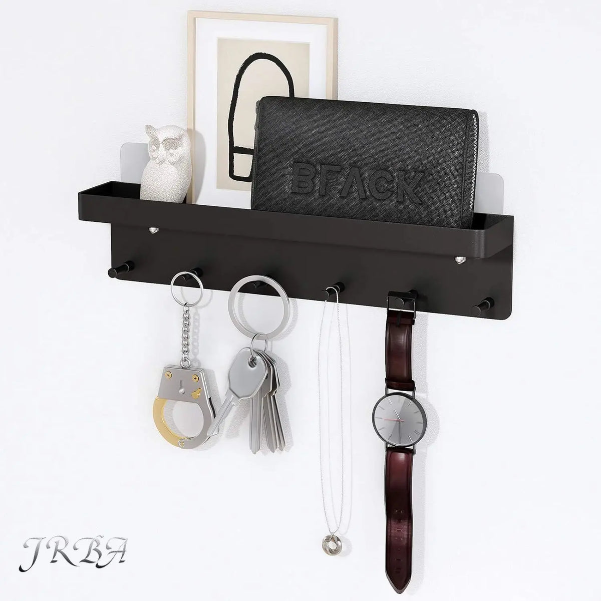 organisateur mural noir moderne porte clés crochets rangement vis porte monnaie montre bracelet couteau