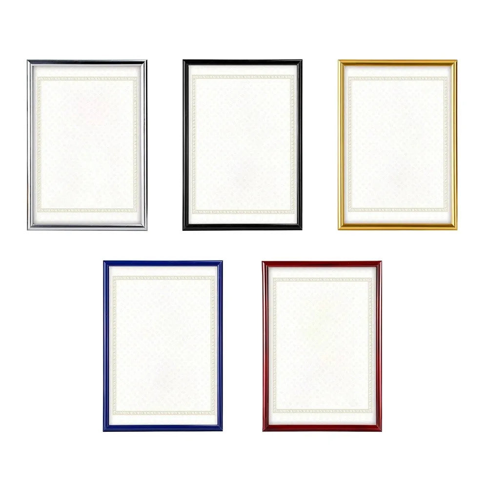 Cadre tableau A4 classique bordure géométrique couleurs bleu marine rouge doré argenté