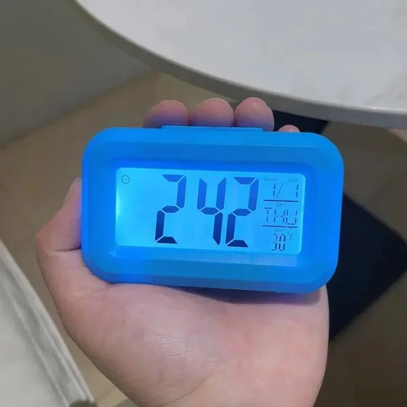 réveil digital horloge table led moderne calendrier alarme multifonction blanc vert bleu rose