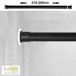 tige rideau douche ajustable noir blanc texture lisse moderne anneaux suspension support tension haute