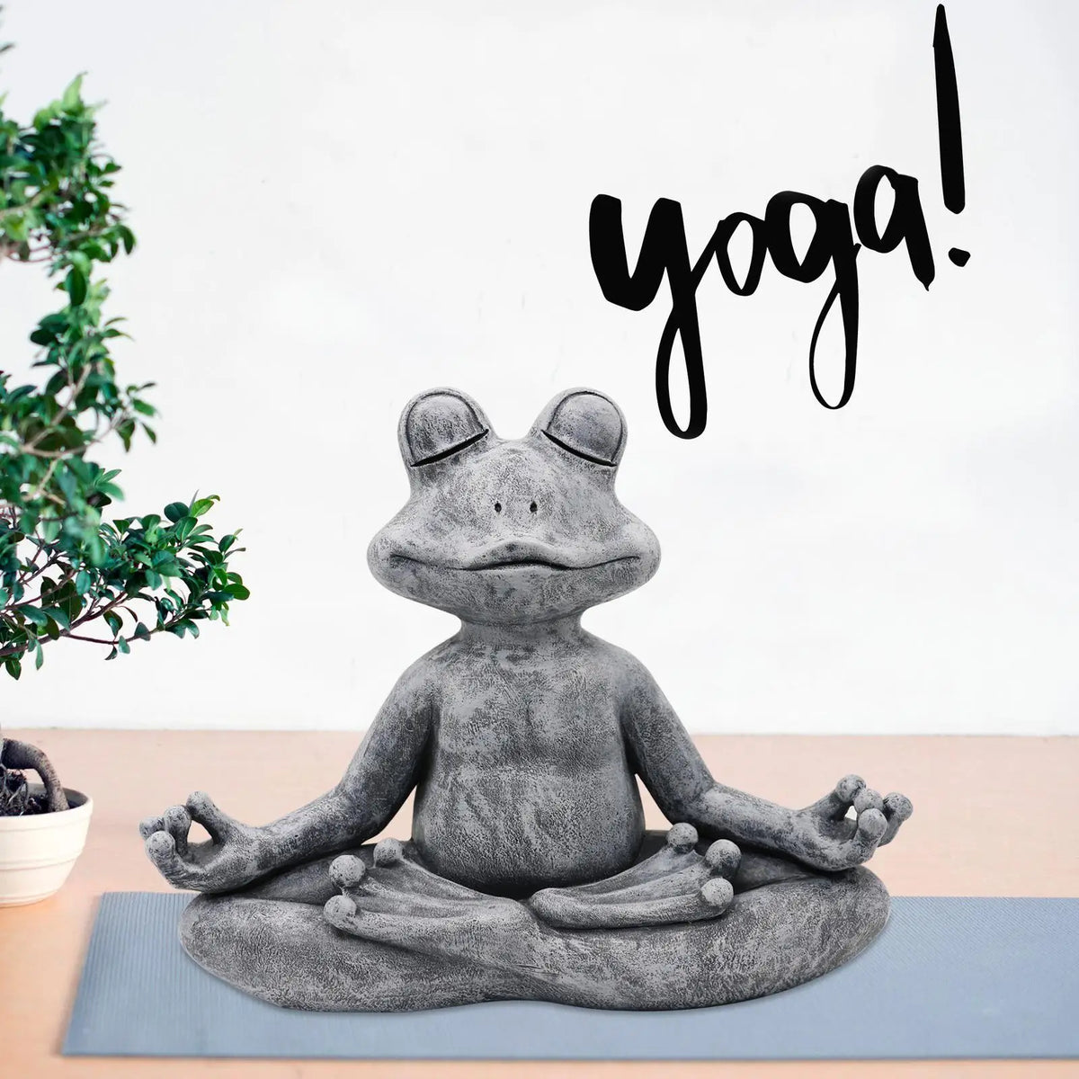 statue grenouille yoga gris pierre naturelle zen decoratif exterieur intérieur chambre bleu vert rose