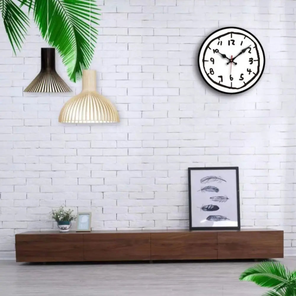 horloge murale numérique 30cm dessins animés minimaliste couleur noire blanche rouge