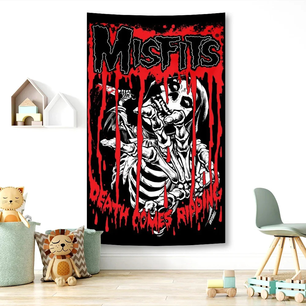 tapisserie graphique pop art rouge noir blanche bleue jaune imprimée polyestère lavable machine