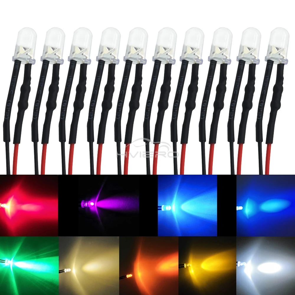 diode led ronde mm câble noir 12v bricolage décoration lumière transparente