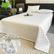 Couvre-lit matelassé blanc Queen Size 150x230 cm - Drap de lit doux et respirant pour décoration chambre