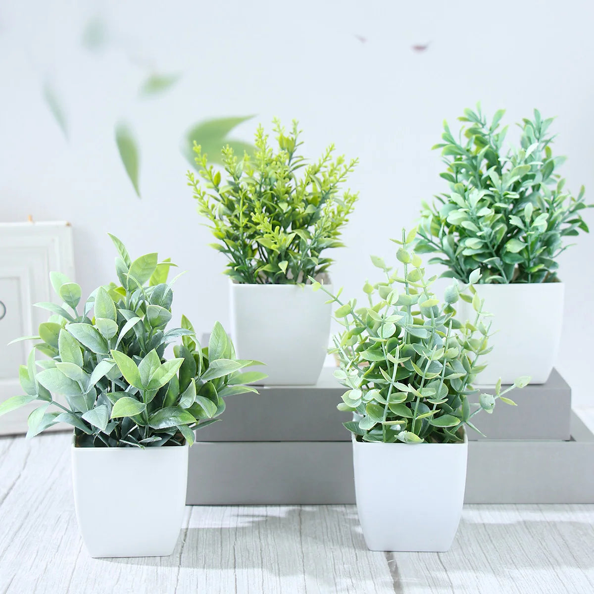 plantes artificielles feuilles vertes pot moderne décoration extérieure ornement dense foliage