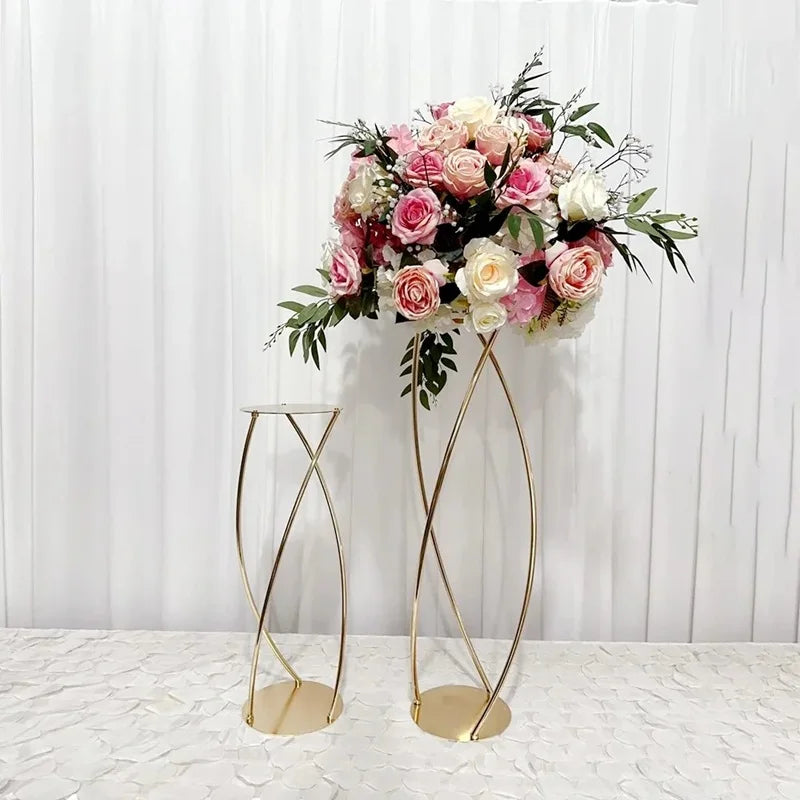 support floral métal or structure géométrique moderne 80cm 60cm decoration table fleurs artificielles