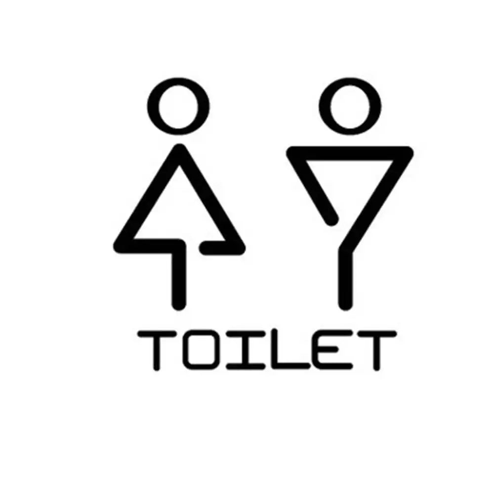 autocollant adhésif toilettes homme femme symbole noir fond blanc porte fenêtre signalétique moderne