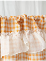 rideau orange classique carreaux polyester cuisine décoration intérieure blanc
