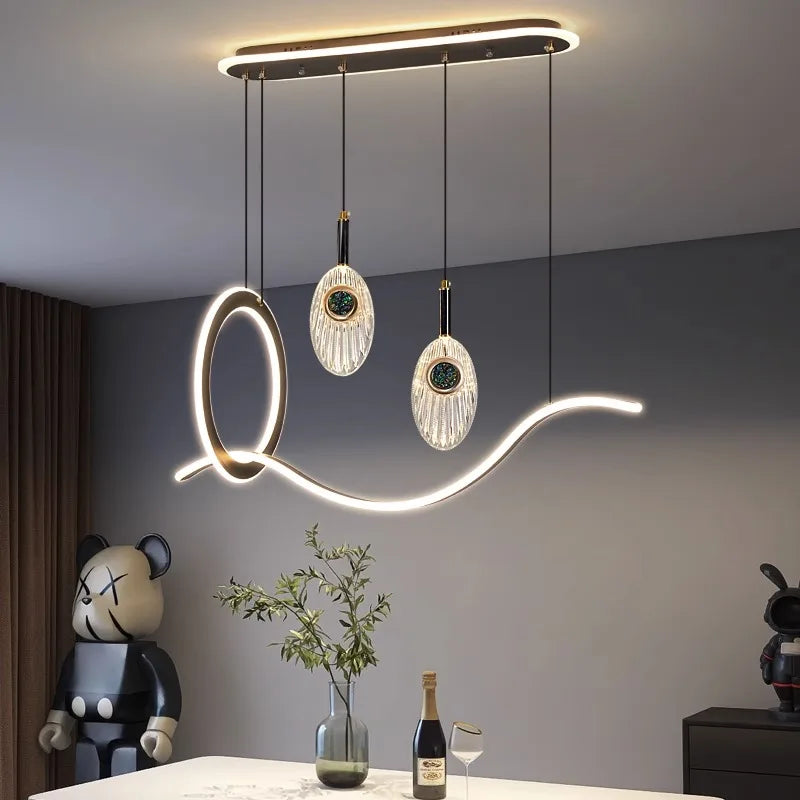 Suspension lumineuse moderne blanc doré noir lune étoile cercle motifs géométriques opaques